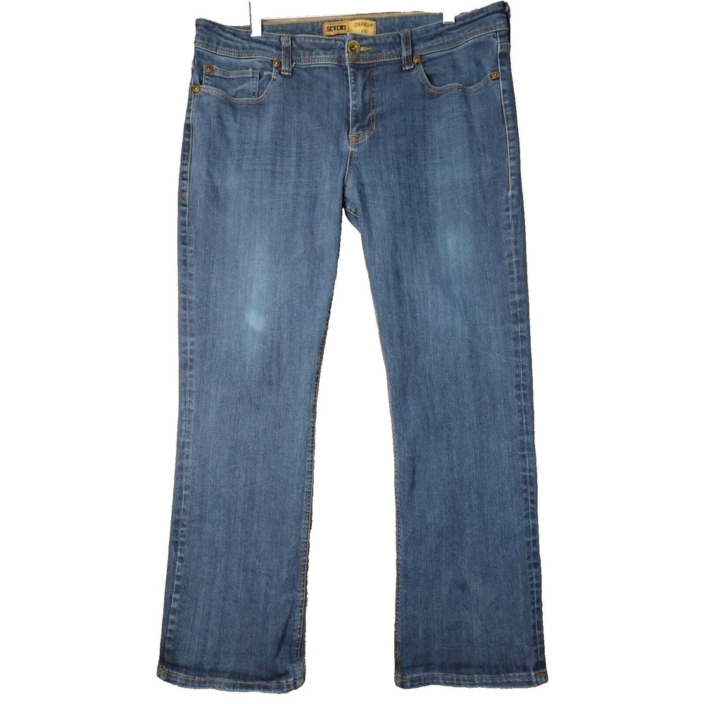 Seven7 Premium Denim Men's Straight Fit Blue Jeans 36x30 Whiskered Back Pocket